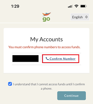 Confirm number